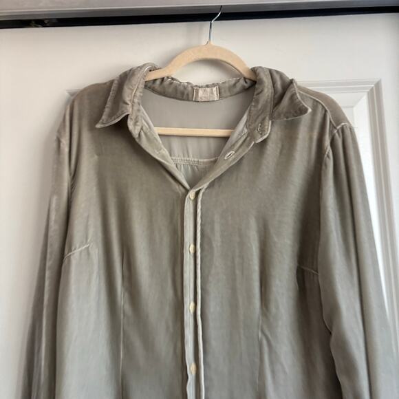CP Shades Women’s Long Sleeve Button Up Blouse Top Sz L Gray Silk Blend - Picture 6 of 10